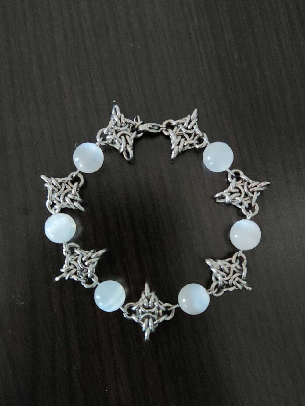Vintage silver and selenite stars bracelet